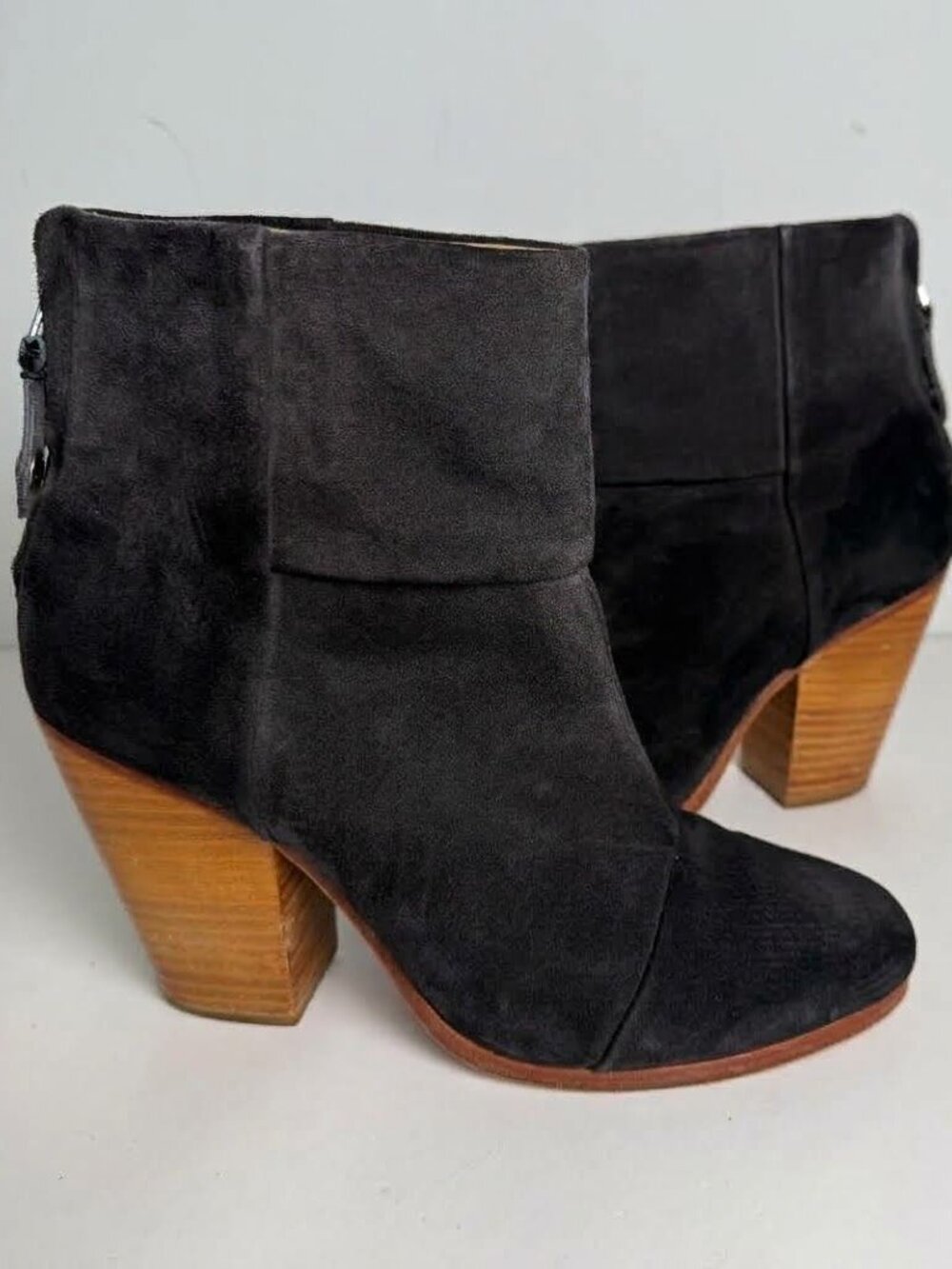 Rag & Bone Newbury Suede Ankle Boots Black Size EU 38.5 US 8.5 Indie Sleeze
